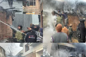 Fire Guts Cowshed in Handwara Village; Indian Army’s Swift Response Averts Major Damage